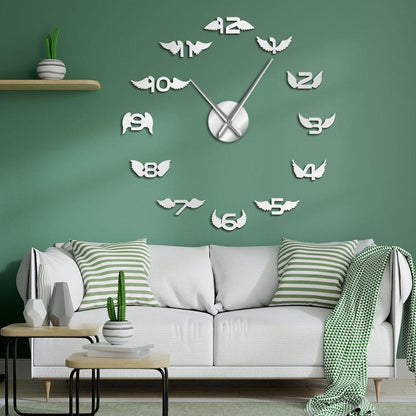 Big Silent Wall Clock with Angel Wings Design