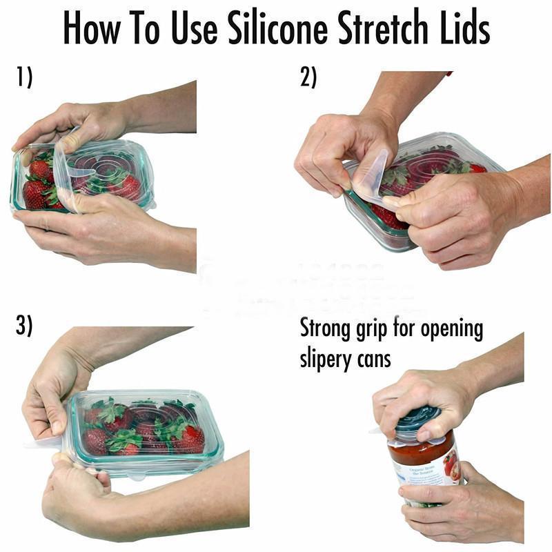 Leakproof Silicone Kitchen Container Lids (6 Pack)