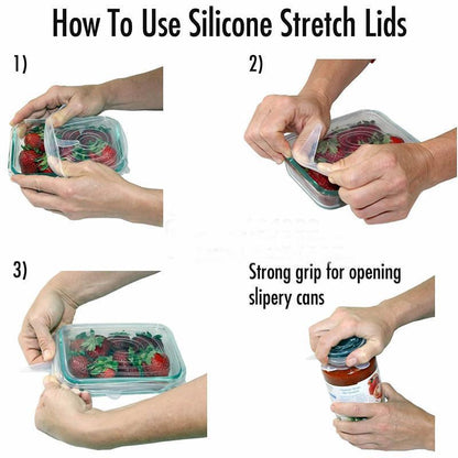 Leakproof Silicone Kitchen Container Lids (6 Pack)