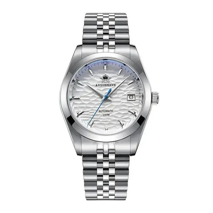 Classic 39mm Automatic Patterned Face Watch - Leather Strap