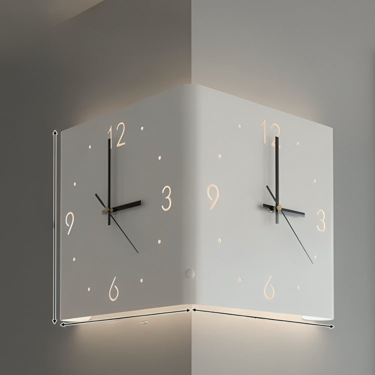 Silent Double Sided LED Corner Clock - Luxicro
