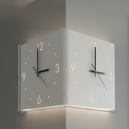 Silent Double Sided LED Corner Clock - Luxicro