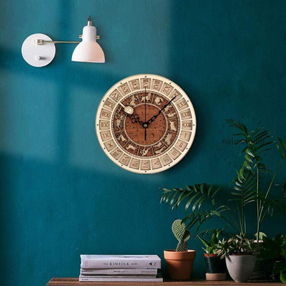 Decorative Astrology Wooden Wall Clock