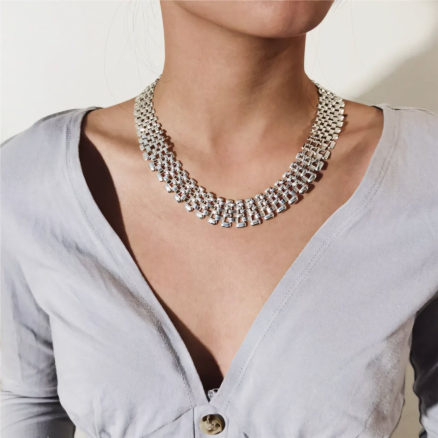 Dainty Thin Bar Chain Choker Necklace