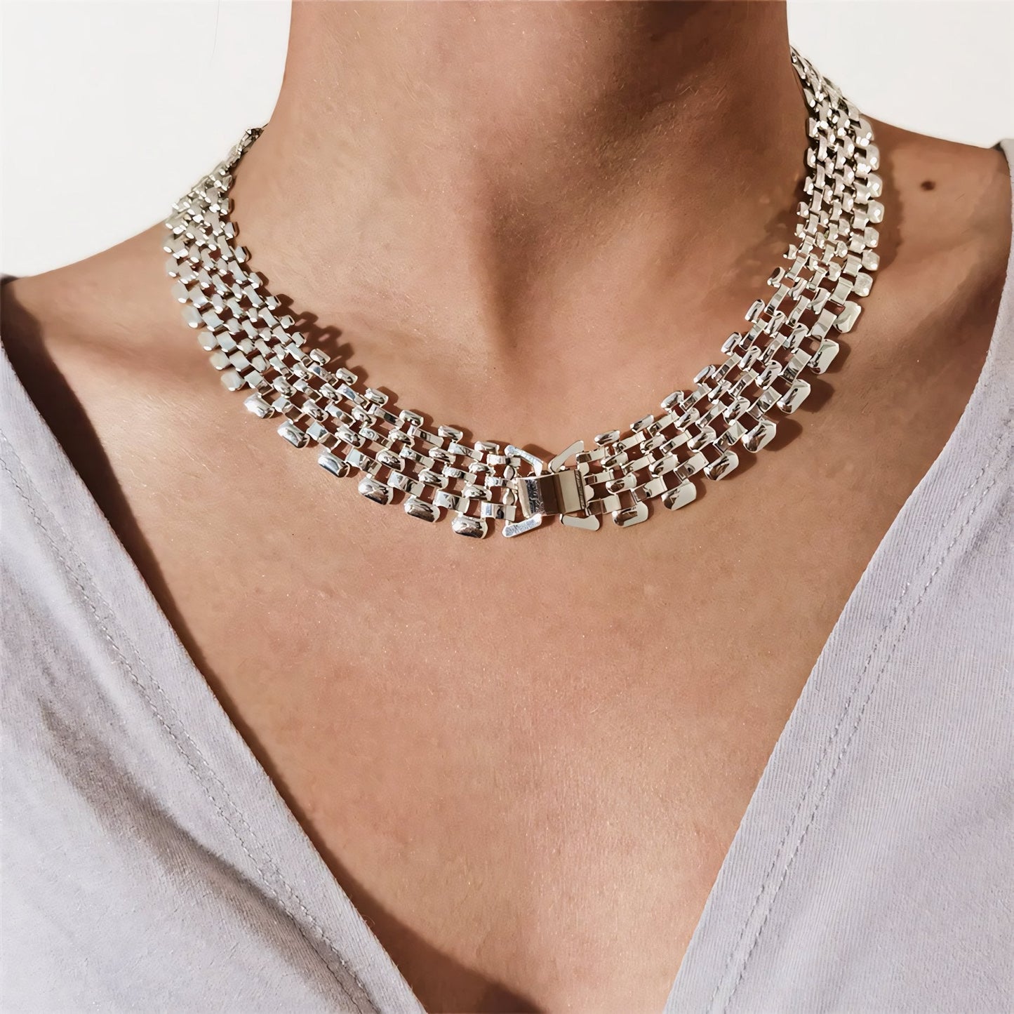 Dainty Thin Bar Chain Choker Necklace