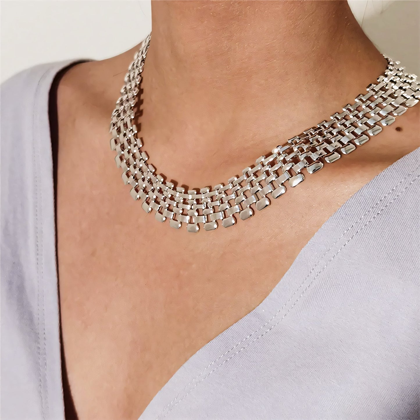Dainty Thin Bar Chain Choker Necklace