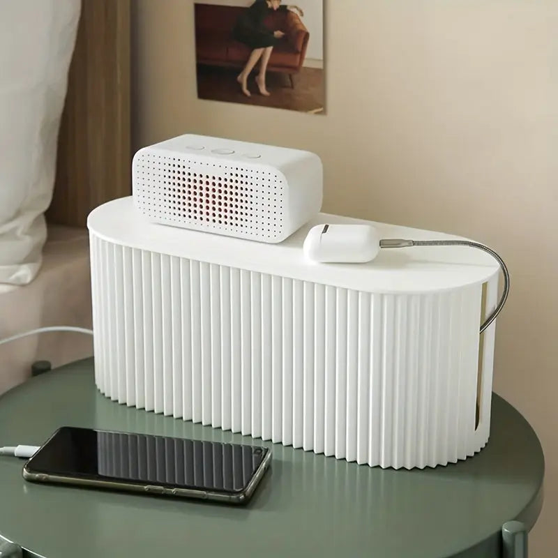 Compact White Cable Organizer Box - Luxicro
