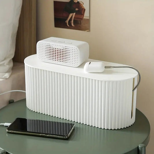Compact White Cable Organizer Box - Luxicro