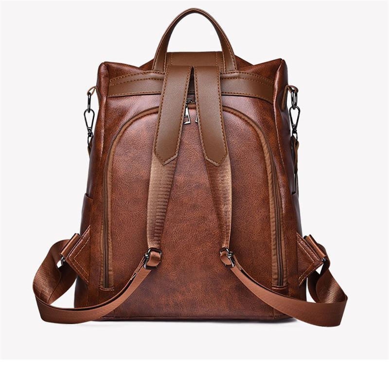 Secure Ladies Leather Travel Backpack