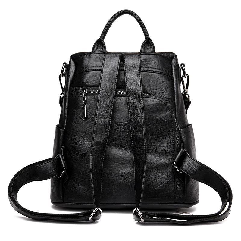 Secure Ladies Leather Travel Backpack
