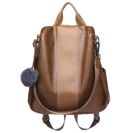 Secure Ladies Leather Travel Backpack