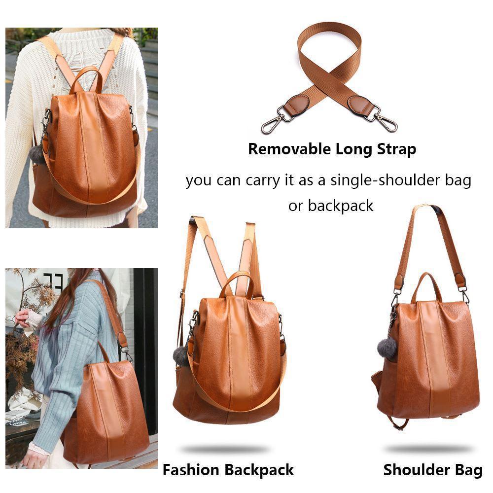 Secure Ladies Leather Travel Backpack