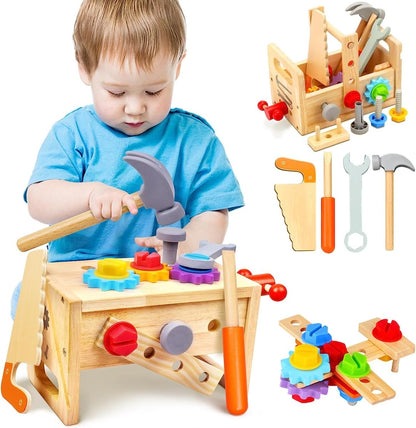 Wooden Kids Tool Kit - 29 Piece Play Workbench Set
