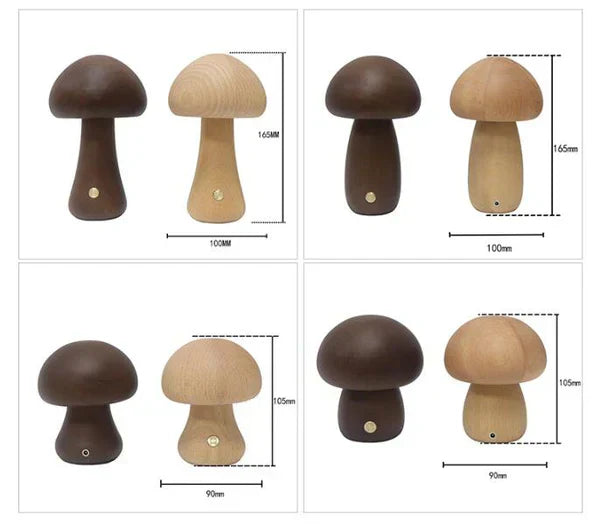 Wooden Mushroom LED Table Lamp
