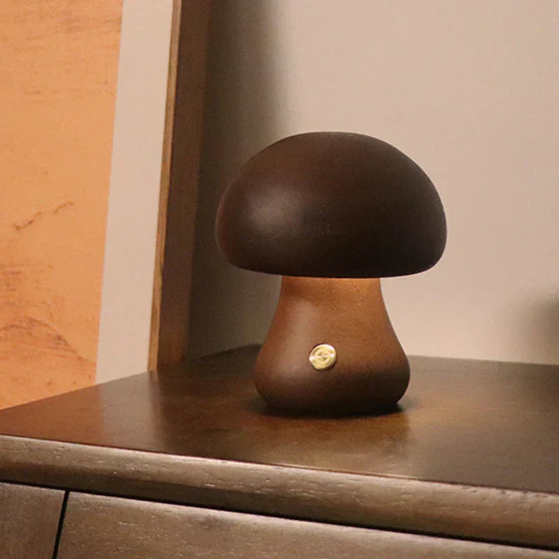 Wooden Mushroom LED Table Lamp - Luxicro