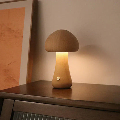 Cozy Wood Mushroom LED Table Lamp