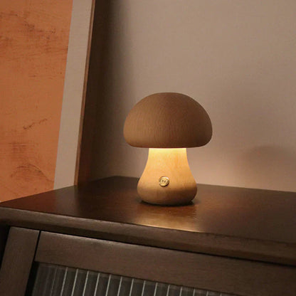 Wooden Mushroom LED Table Lamp