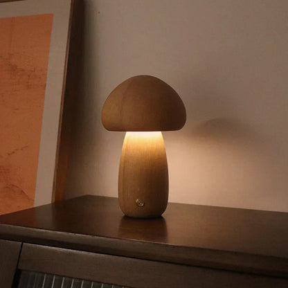 Wooden Mushroom LED Table Lamp