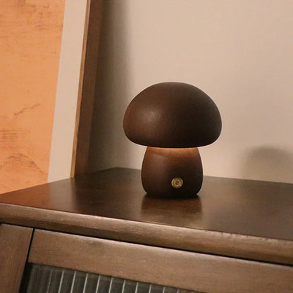 Wooden Mushroom LED Table Lamp