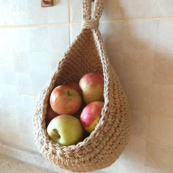 Bohemian Macrame Wall Storage Basket Natural Fiber Decor - Luxicro