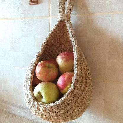 Bohemian Macrame Wall Storage Basket Natural Fiber Decor - Luxicro