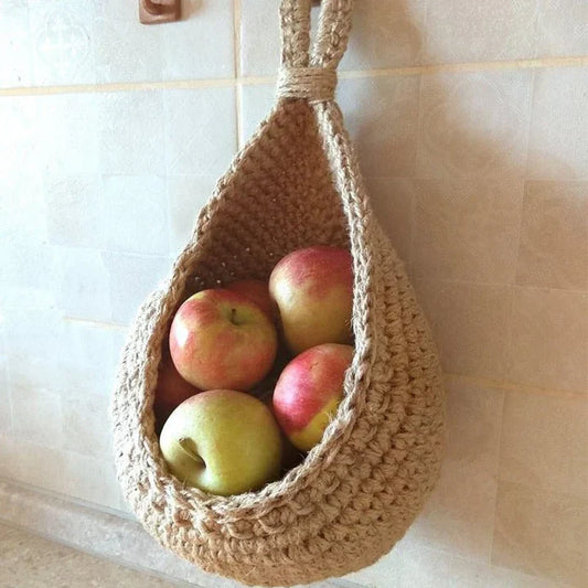 Bohemian Macrame Wall Storage Basket Natural Fiber Decor - Luxicro