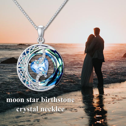 Premium Crystal Zodiac Moon Pendant