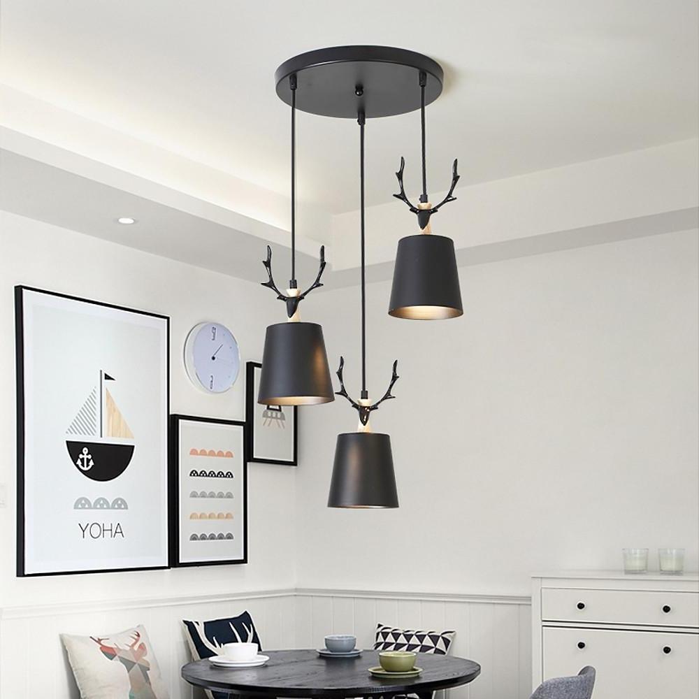 Natural Wood Deer LED Hanging Light