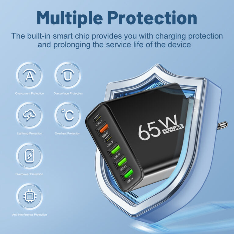 Fast 6 Port USB Charger for Home and Travel Use