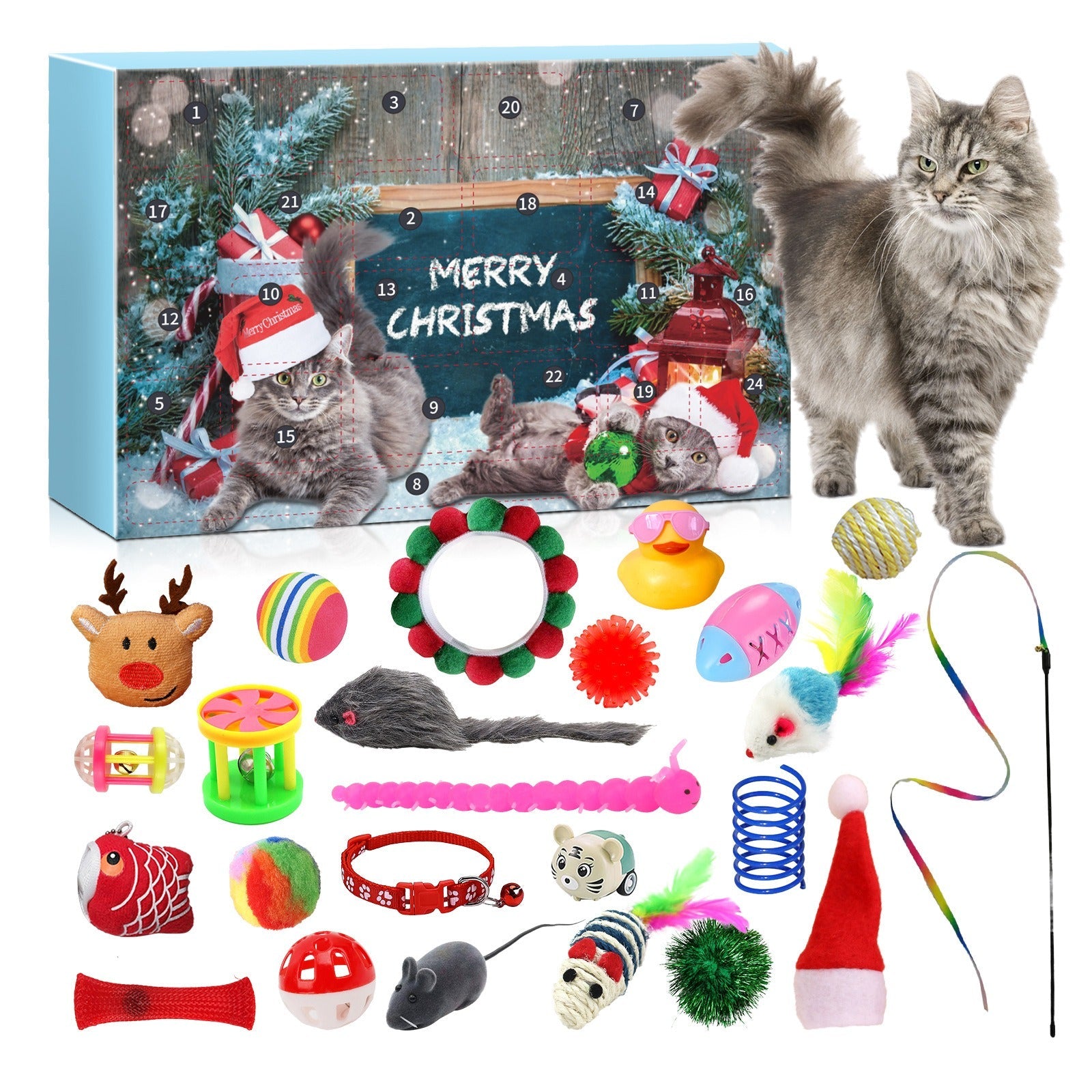 Fun Cat Countdown Calendar with Playful Toys and Snacks - Luxicro