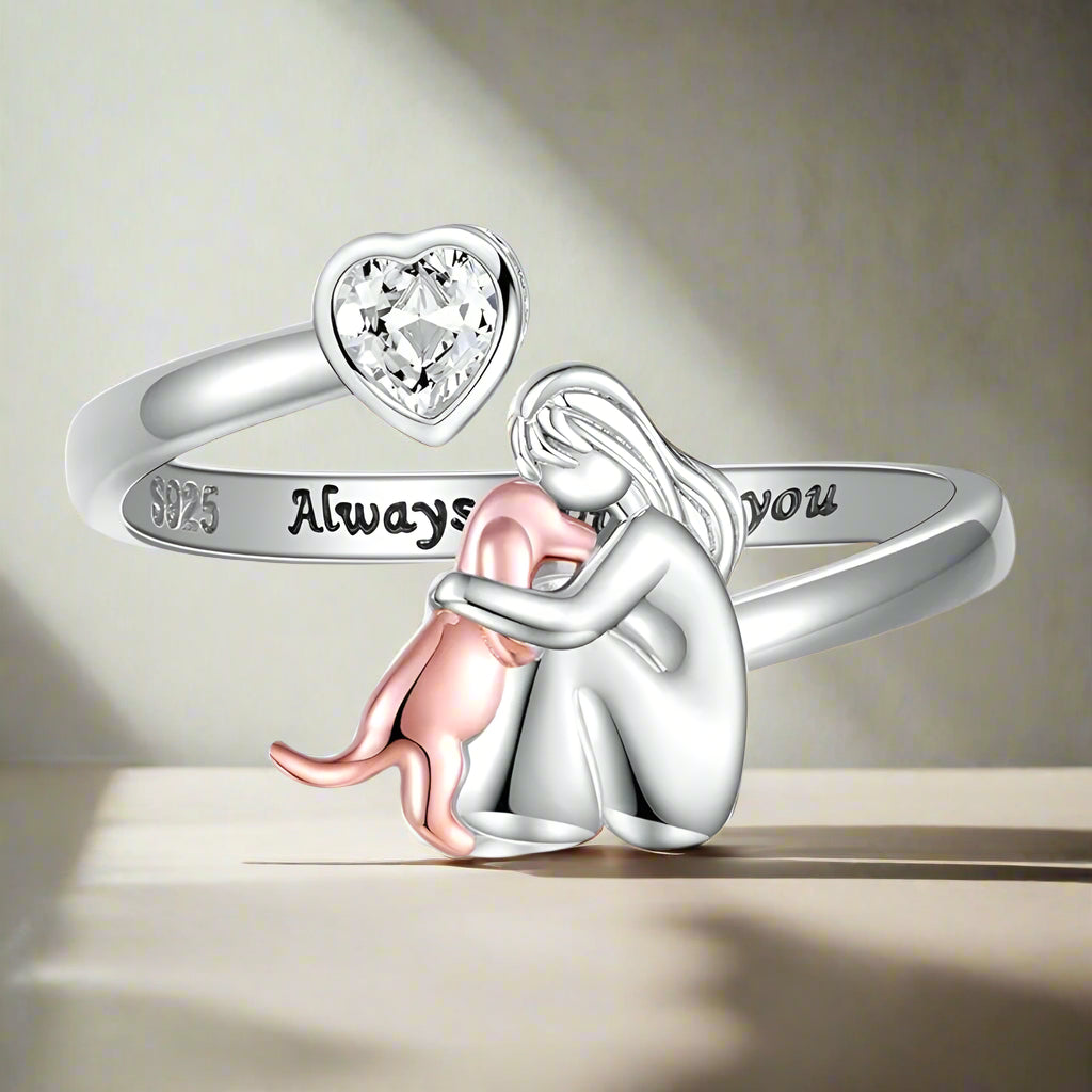 Customizable Pet Memorial Ring with Glittering Gems - Luxicro